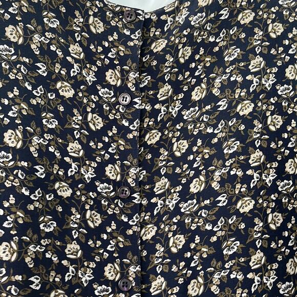 1990s Vintage Liz Claiborne Navy Floral Blouse Size 4 - Picture 6 of 6